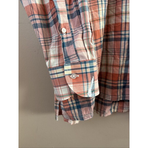 Proper Cloth Mens Shirt XXL Orange Blue Plaid Button Down Long Sleeve Casual - Picture 4 of 6